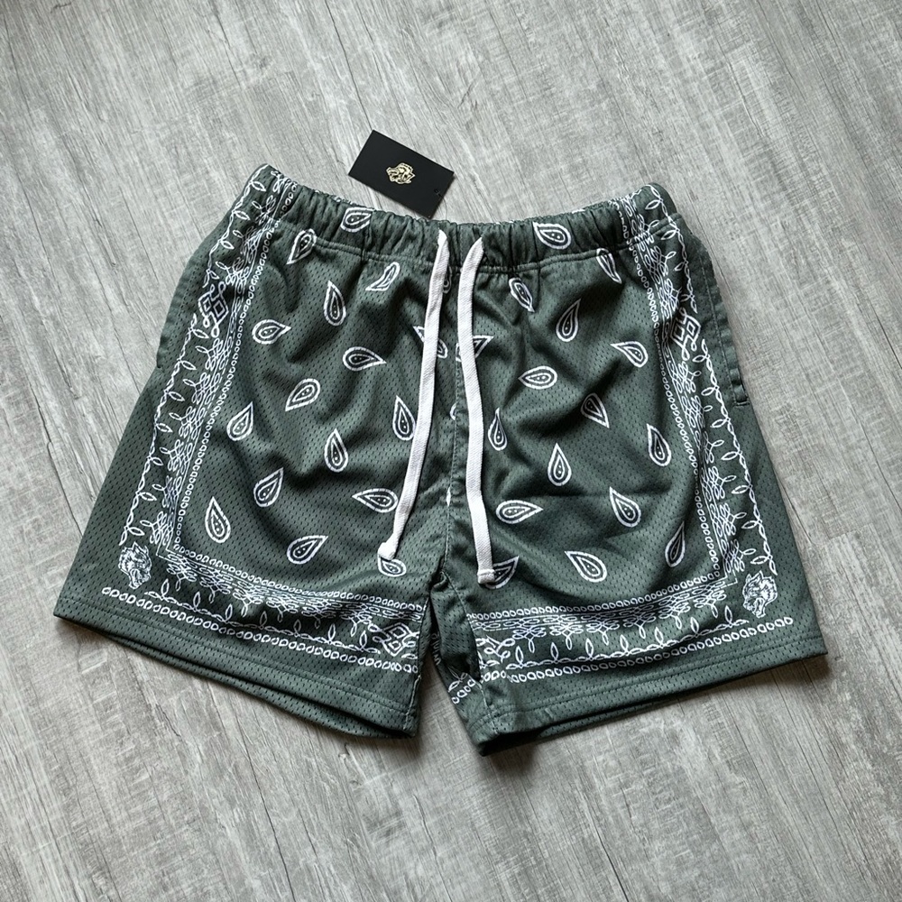 Darc Sport Western Paisley Mesh Shorts/Sage Green/Size Small